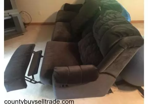 Blue Reclining Sofa and Loveseat