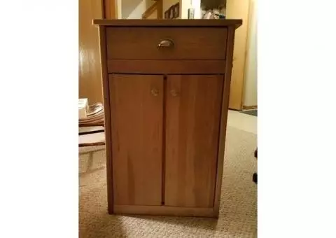 Heavy Blond Wooden Cabinet on Removable Rollers